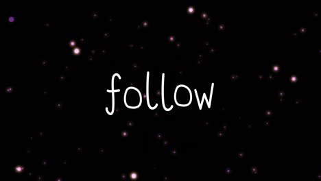 animation of twinkling starry background with white text follow in center