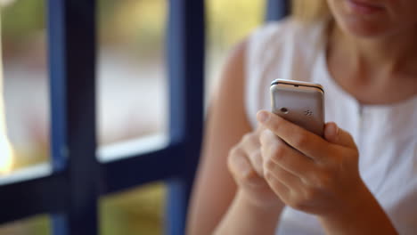 woman typing sms