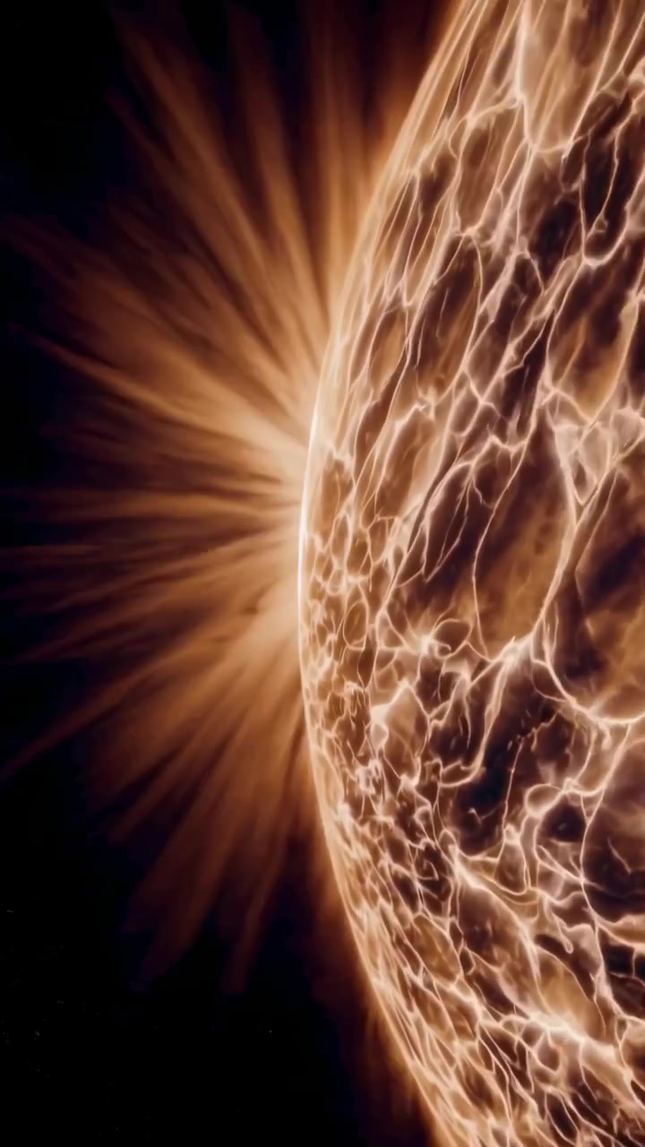 Nærbillede video af solens flammende overflade, fanget fra en sidevinkel, der viser intens sol