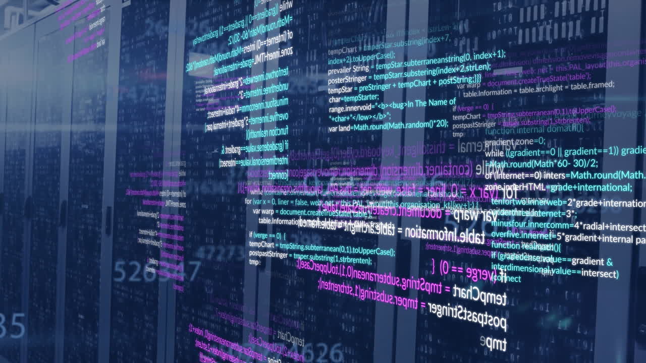 컴퓨터 서버를 통해 데이터 처리의 애니메이션