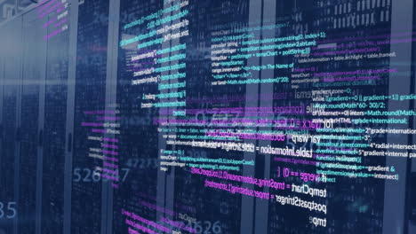animación del procesamiento de datos a través de servidores informáticos