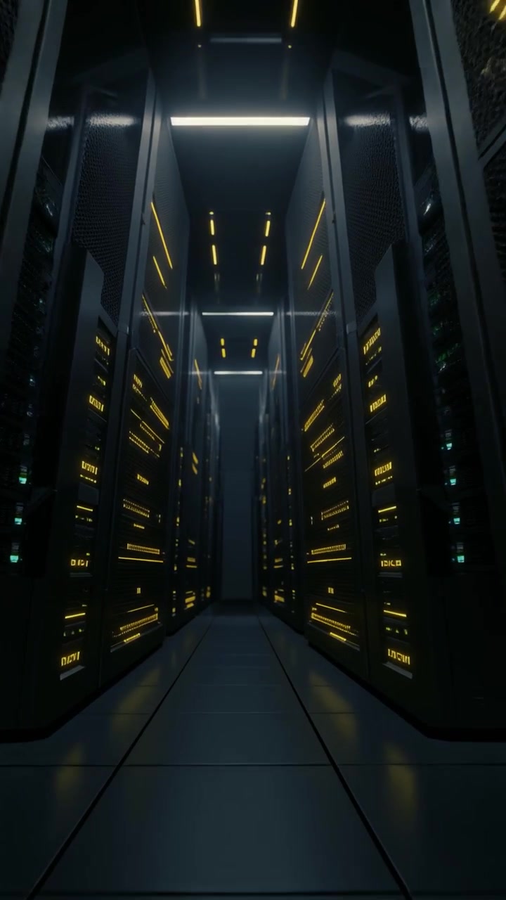 Bevægelse gennem et moderne datacenter serverrum