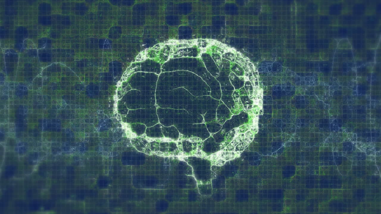 Animation of human brain spinning over dna strand in background