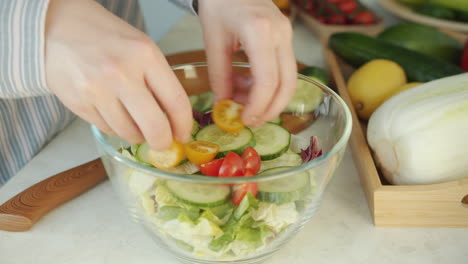 making a fresh vegetable salad