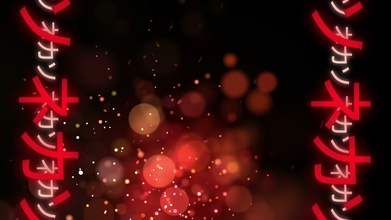 animación de lengua mandarina y llamaradas de lente de patrón de fuego sobre fondo negro