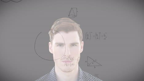 animación de fórmulas matemáticas sobre hombres caucásicos