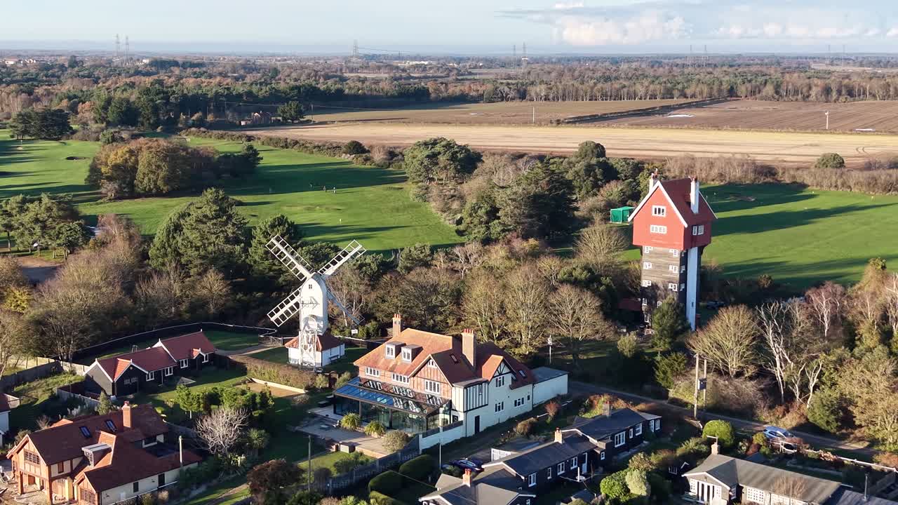 House in the Clouds water tower house Thorpeness, Suffolk, UK aerial