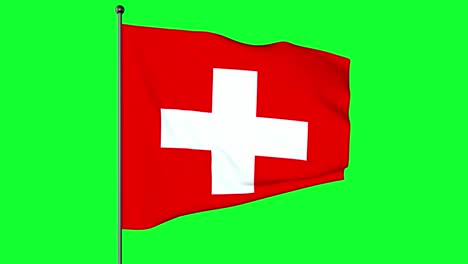 3d illustration of the flag of switzerland displays a white cross in the centre of a square red field. the white cross is known as the swiss cross.