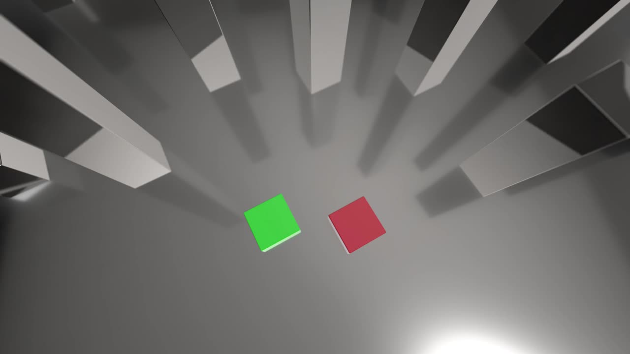 comparando el diagrama de barras verdes y rojas 3d creciendo hasta el 55% y el 45%