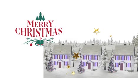 Animation-of-merry-christmas-text-over-houses