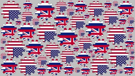 american and hawaiian flag gears spinning background