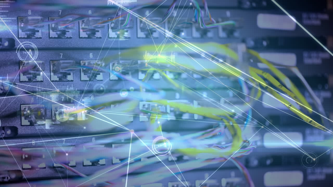 animación de la red de conexiones a través del hardware del servidor informático