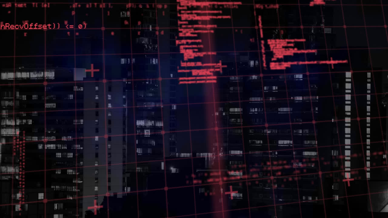 animación del procesamiento de datos sobre el paisaje urbano