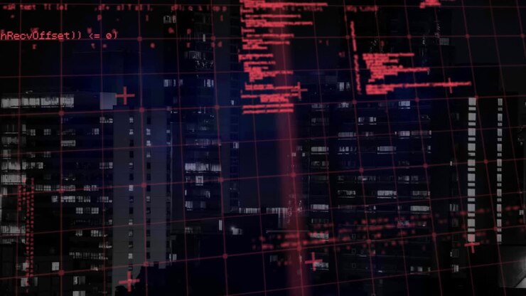 Animation af databehandling over bybillede