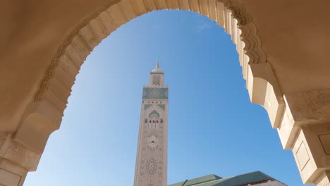 view of the majestic minaret of the hassan ii mosque, casablanca, morocco