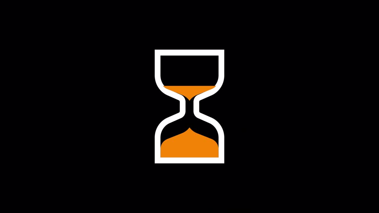 Hourglass Loading Cursor animation loop animation. Hourglass loader. 4K resolution animation on black background.