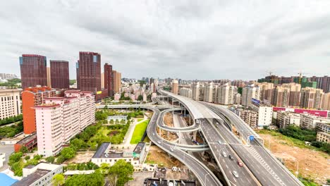 time lapse of the overpass bridge in wuhan city,china