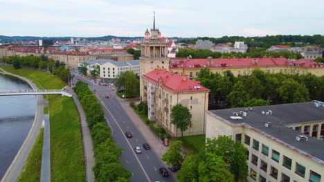 scenic aerial view of old town vilnius, lithuania, historic architecture, neris river