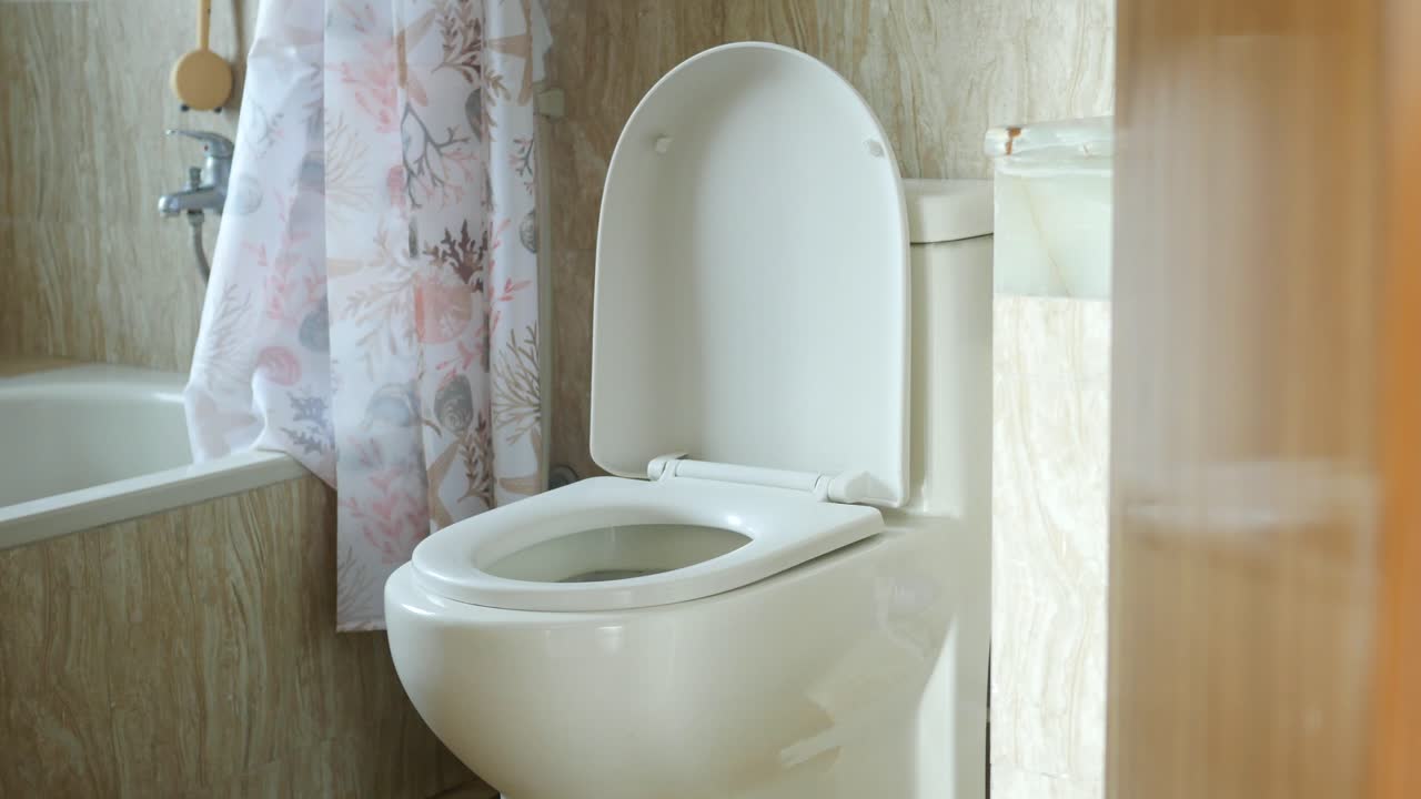 Open Toilet in a Bathroom