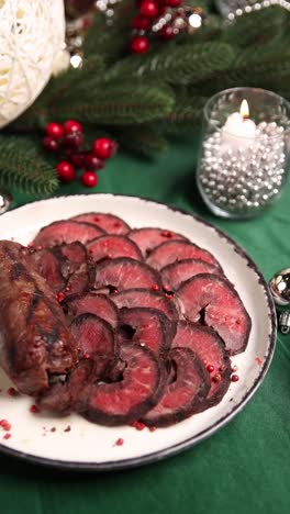 carne asada en rebanadas, cena de navidad