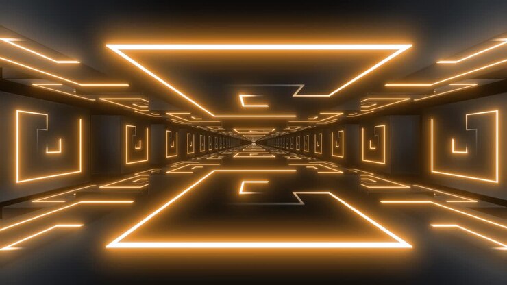 Neon Glowing Tunnel 3D Visualization