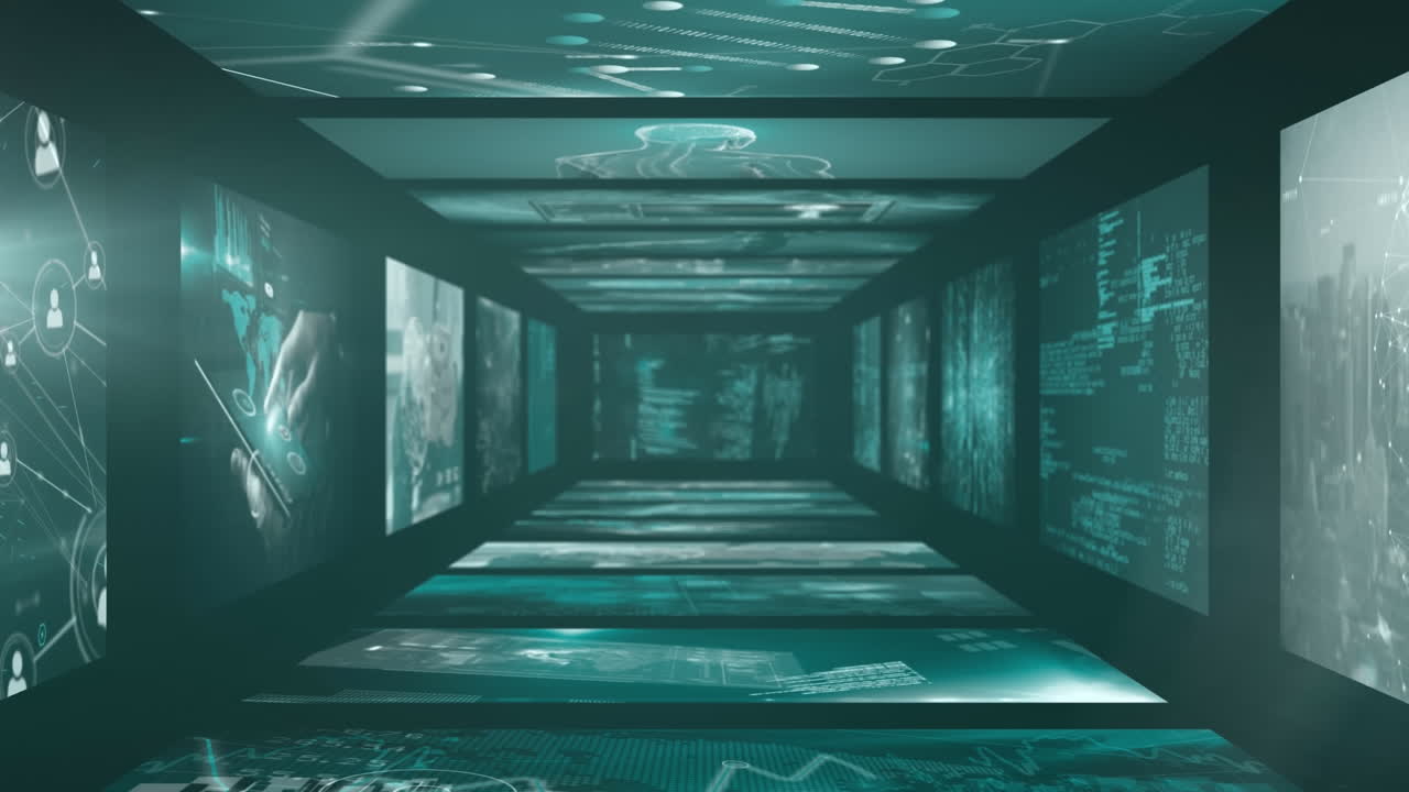 검은색 배경 위의 데이터 처리 애니메이션