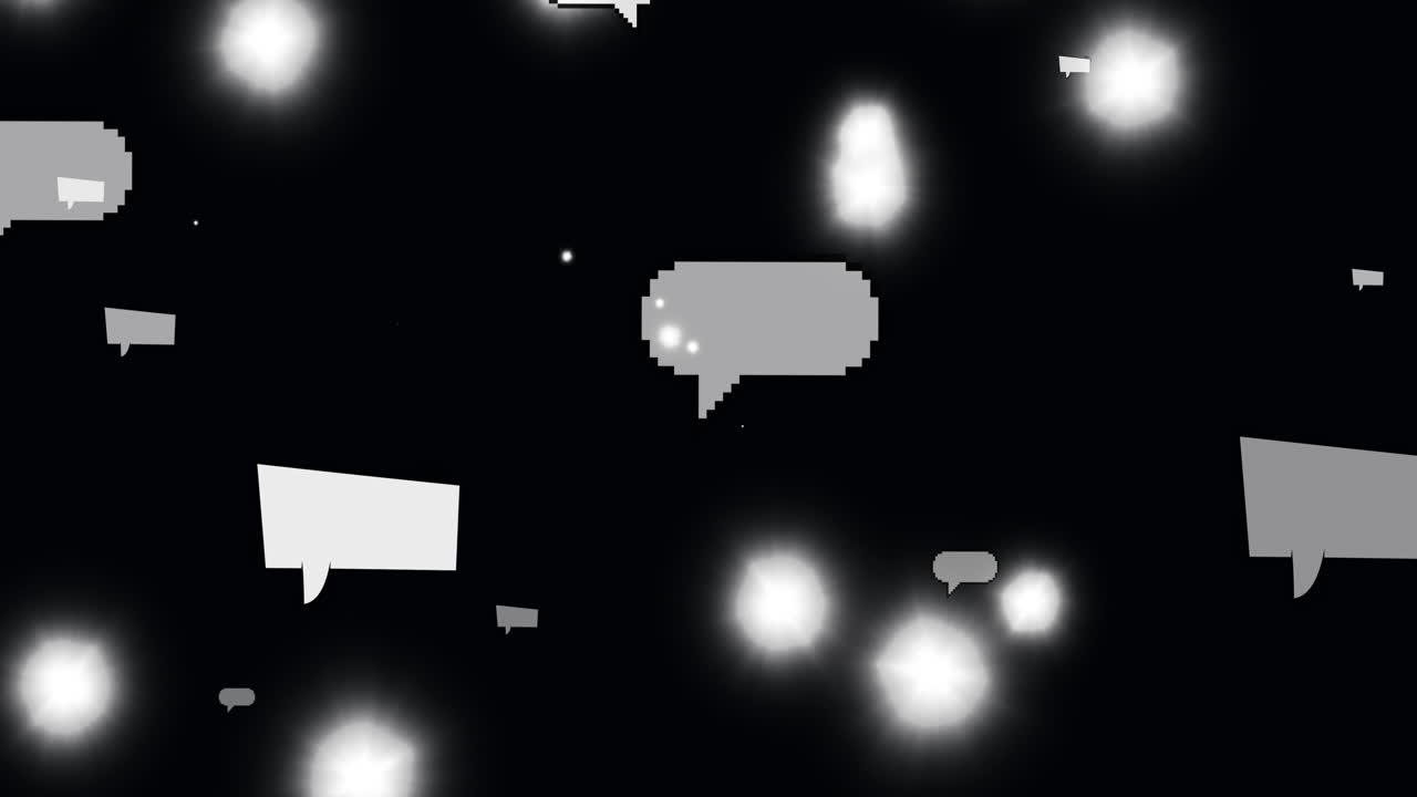 검은 바탕에 있는 미디어 아이콘의 애니메이션