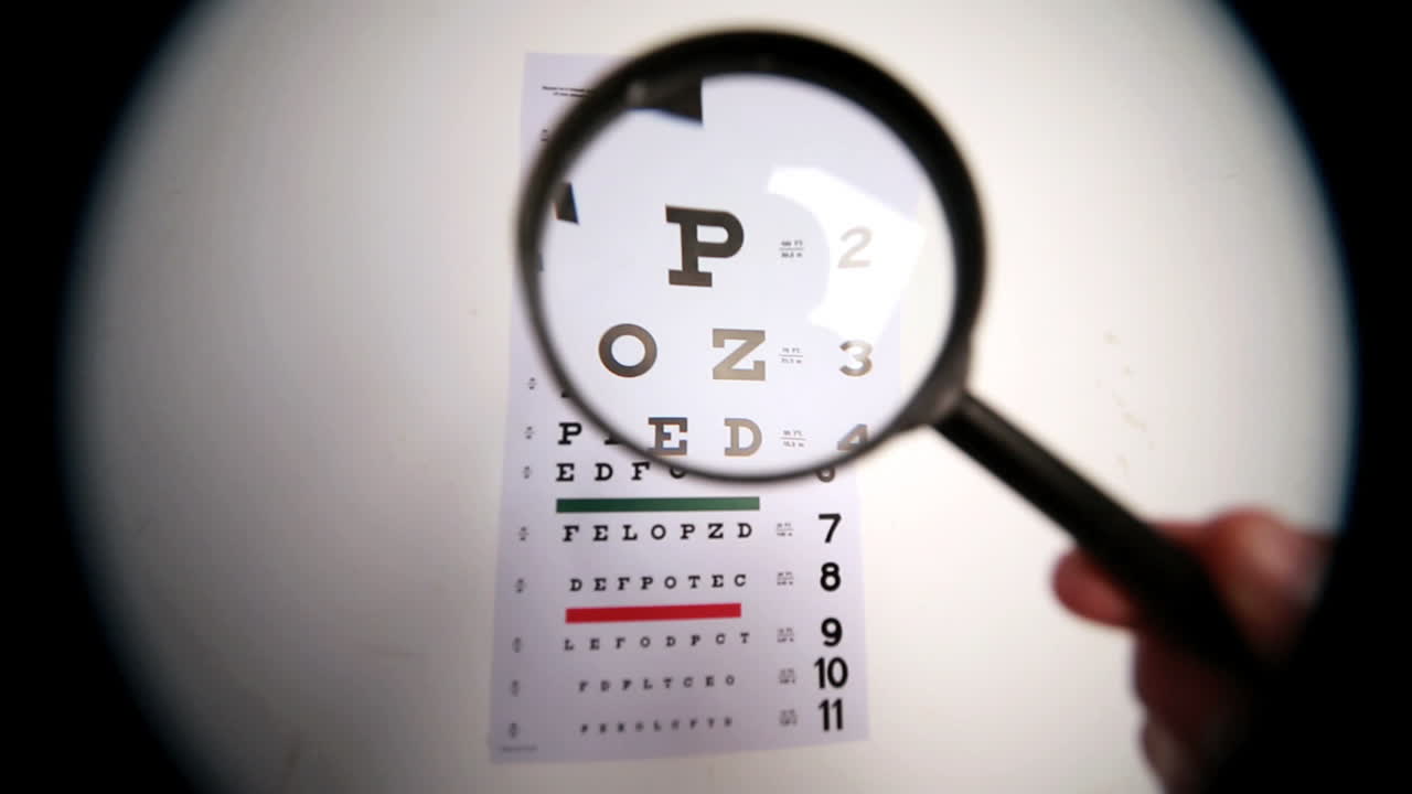 alguien sosteniendo una lupa para una prueba ocular