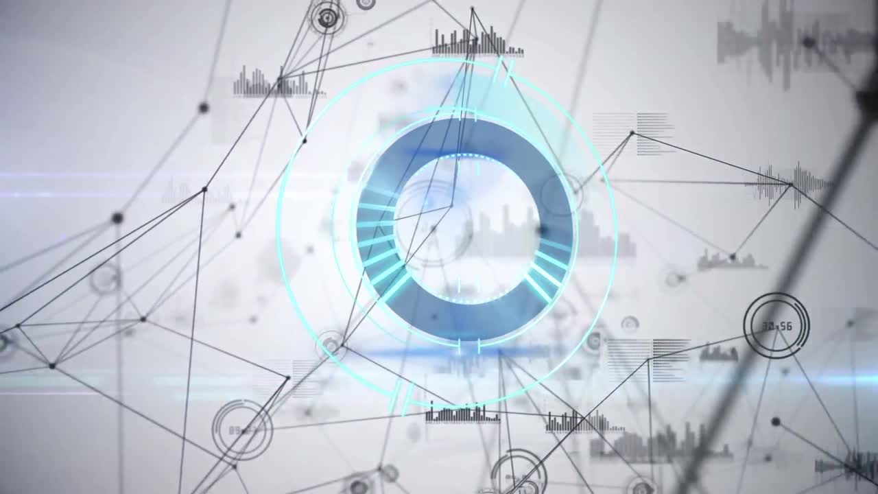 연결 네트워크와 함께 빠르게 움직이는 시계의 애니메이션