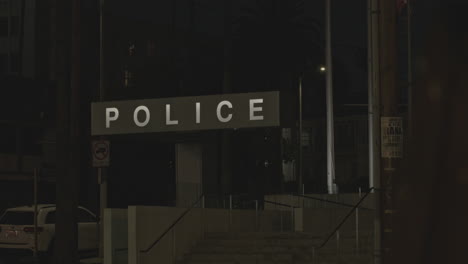 static close-up of a led police sign outside a police station and headquarters