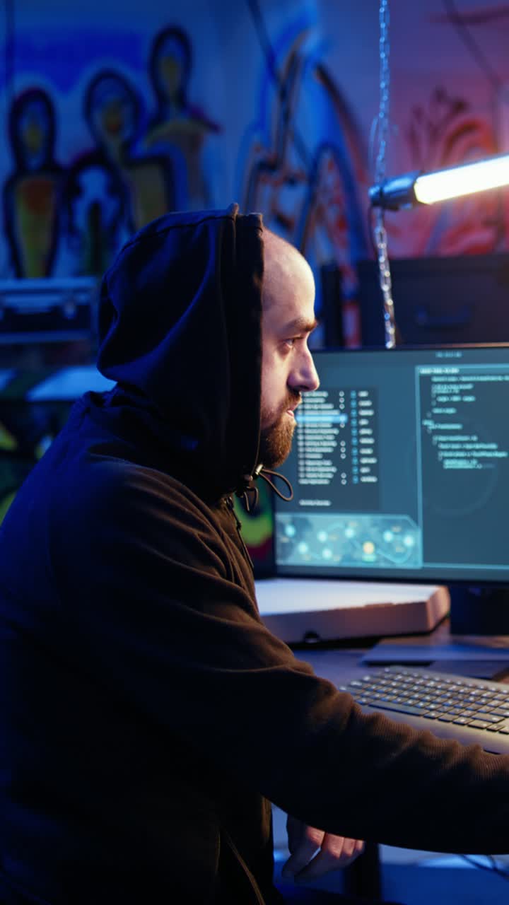 Vertical video Spy in secret hideout angry after getting denied access to sensitive info