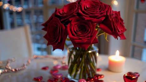 romantic valentine's day dinner setting with roses