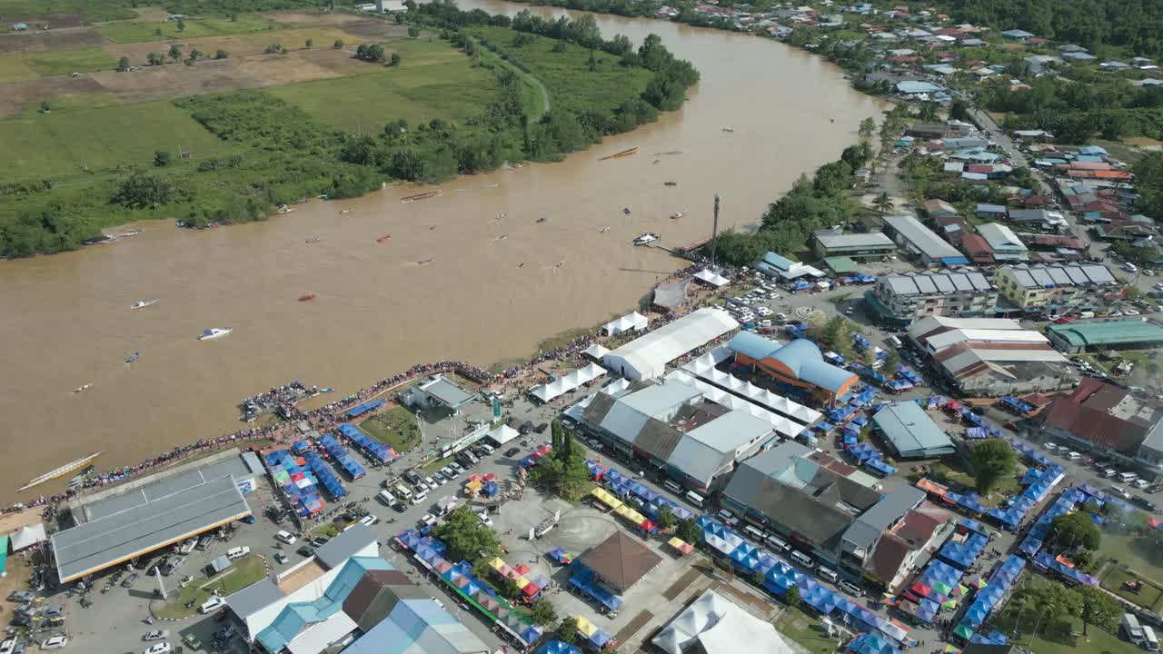 Drone View At Lundu Town During Summer, In conjunction Of Regatta Traditional Long Boat Race Batang Kayan River, With Car And Bike Show.
#regatta