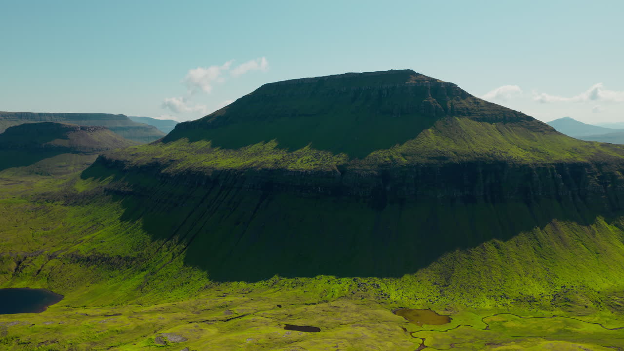 Vast Green Mountain Landscape with Lakes