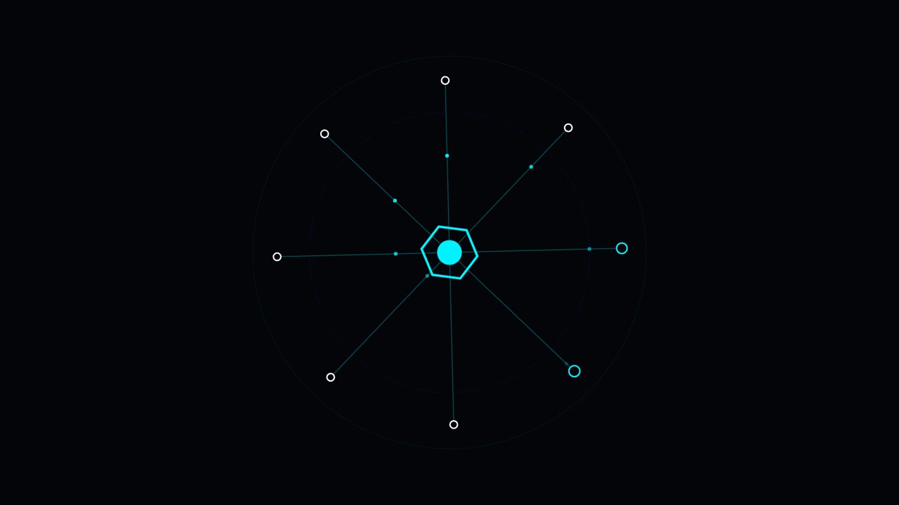 Futuristic Digital Interface with Rotating Circular HUD Element