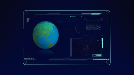 animación del globo sobre el procesamiento de datos en fondo negro