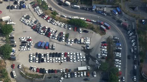 aerial view of a city parking lot