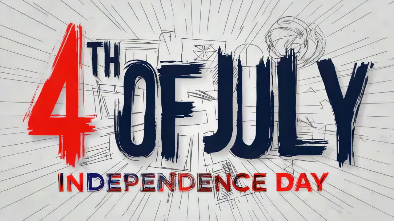 4th of July Independence Day Text Graphic