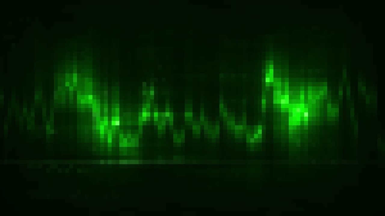 Green Digital Text Glowing in the Dark