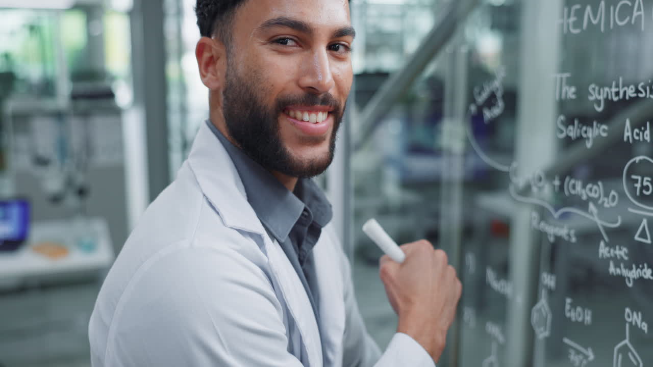 Scientist at Blackboard