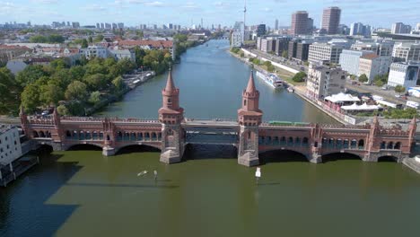 Sommertag-Ost-West-Berliner-Grenze-Flussbrücke-Deutschland