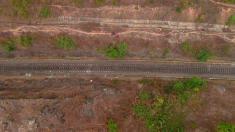 train trackes top view in vally