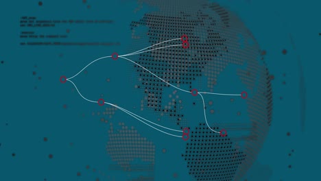 animación de conexiones en todo el mundo y datos en fondo verde