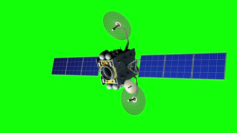 satélite artificial ficticio gira en pantalla verde, bucle sin costuras, animación en 3d