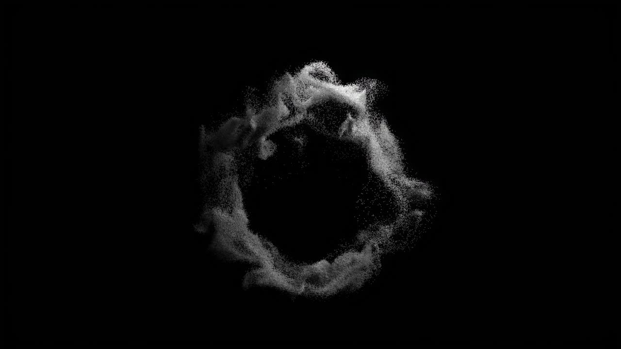 abstracto polvo arena partículas flotantes en fondo negro en el aire fondo de movimiento en blanco y negro para evento, concierto, título, presentación, música, vj, bucle 4k 3d render partículas dinámicas en cámara lenta