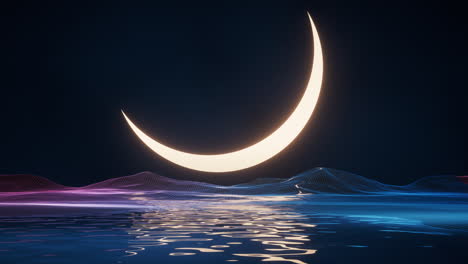 digital space and moonlight, 3d rendering.