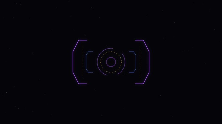 Futuristic Digital HUD Interface Animation with Rotating Circular Elements