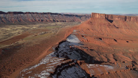 Aerial-View-of-Castle-Valley,-Utah-USA,-Scenic-Landscape-and-Red-Rock-Formations