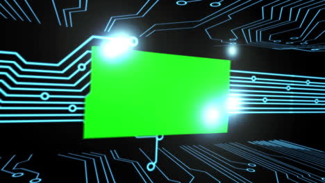 Montage-of-green-screens-on-a-circuit-board