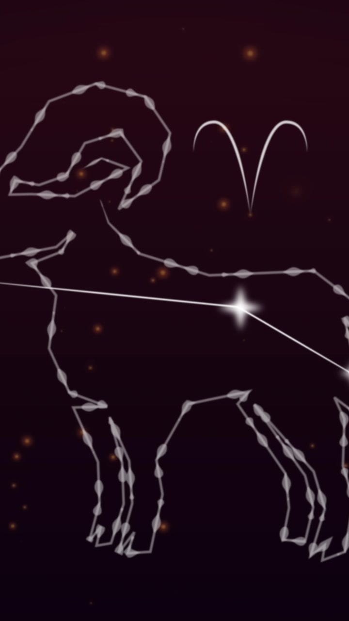 Animation of aries star sign on black background